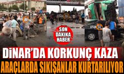 Dinar'da Son Dakika Trafik Kazası Araçlarda Sıkışanlar Kurtarılıyor