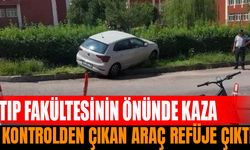 Kontrolden Çıkan Araç Refüje Çıktı