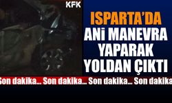 Isparta'da otomobil ani manevra yaparak yol kenarında bulunan ağaca çarptı