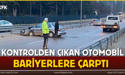 kontrolden Çıkan Otomobil Bariyerlere Çarptı