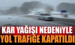 Yoğun kar yağışı nedeniyle yol trafiğe kapatıldı