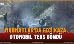 Mahmatlar'da Feci Kaza Otomobil Ters Döndü