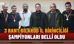 3 Bant Bilardo İl Birinciliği Şampiyonları Belli Oldu