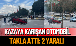 Kazaya karışan otomobil takla attı: 2 yaralı