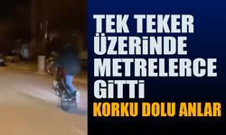 Isparta'da genç tek teker üzerinde metrelerce gitti