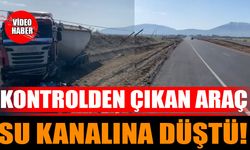 Kontrolden Çıkan Araç Su Kanalına Düştü!