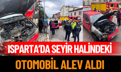 Isparta’da Seyir Halindeki Otomobil Alev Aldı