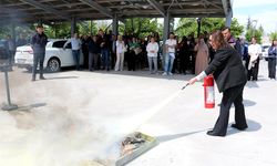 Isparta’da Sağlık Personeline Uygulamalı Yangın Eğitimi Verildi