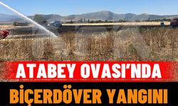 Atabey Ovası’nda Biçerdöver Yangını: Aynı Noktada İkinci Kez Alevler Yükseldi