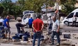 Yola Düşen İçki Şişeleri Trafiği Aksattı