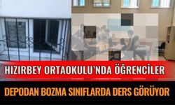 Hızırbey Ortaokulu’nda Öğrenciler Depodan Bozma Sınıflarda Ders Görüyor