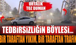 Isparta'da tedbirsizliğin böylesi... Bir taraftan yıkım, bir taraftan trafik