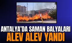Traktördeki Saman Balyaları Yandı, Sürücü Son Anda Kurtardı