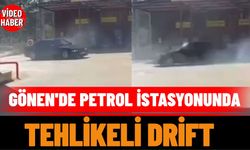 Gönen'de petrol istasyonunda tehlikeli drift