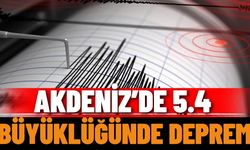 Akdeniz’de 5.4 Büyüklüğünde Deprem