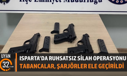 Isparta’da Ruhsatsız Silah Operasyonu Tabancalar, Şarjörler Ele Geçirildi