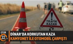 Dinar'da Kamyonet ile Otomobilin Çarpıştığı Kazada 2 Yaralı