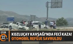 Kozluçay Kavşağı'nda Feci Kaza! Otomobil Refüje Savruldu