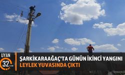 Şarkikaraağaç'ta Günün İkinci Yangını Leylek Yuvasında Çıktı