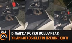 Dinar'da Korkutan Anlar! Yılan Motosikletin Üzerine Çıktı