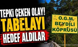 Sütçüler'de çirkin saldırı: Köprü tabelasını Kurşunladılar!
