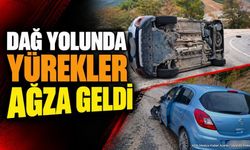 Isparta - Burdur Dağ Yolu'nda Korkutan Kaza: Araç Yan Yattı
