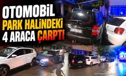 Isparta'da Kontrolden Çıkan Otomobil Park Halindeki 4 Araca Çarptı