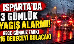 Isparta’da 3 Günlük Yağış Alarmı! Gece-Gündüz Farkı 16 Dereceyi Bulacak!