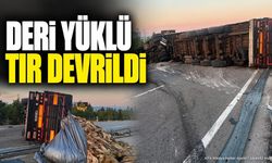 Isparta'da Deri Yüklü TIR Devrildi