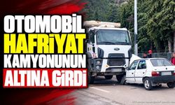 Otomobil Hafriyat Kamyonunun Altına Girdi