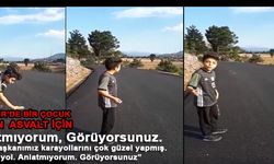 Sütçüler'de Bir Çocuk Yapılan Asvaltın Mükemmeliğinden Bahseden Video Çekti