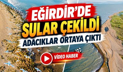 Eğirdir Gölü Havadan Görüntülendi: Sular Çekildi Adacıklar Çıktı