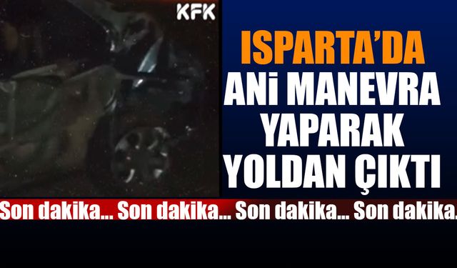 Isparta'da otomobil ani manevra yaparak yol kenarında bulunan ağaca çarptı