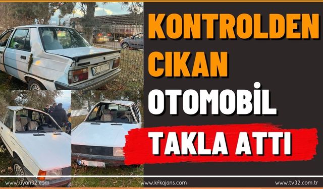 Kontrolden Çıkan Otomobil Takla Attı