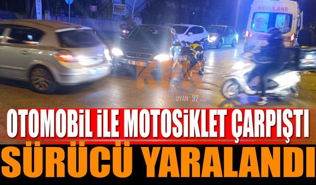 Isparta'da Motosiklet ile Otomobil Çarpıştı