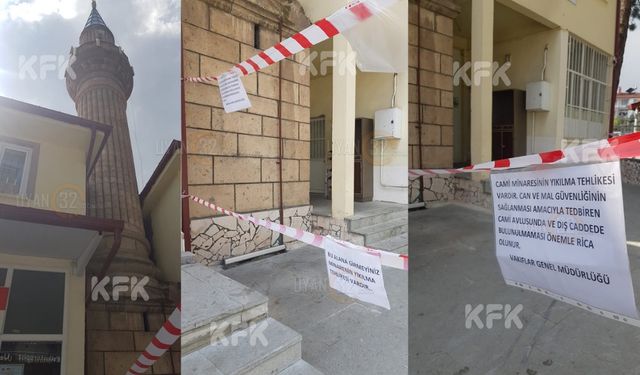 Akoluk Camii’nde Yıkılma Riski: Minare İçin Güvenlik Tedbiri Alındı