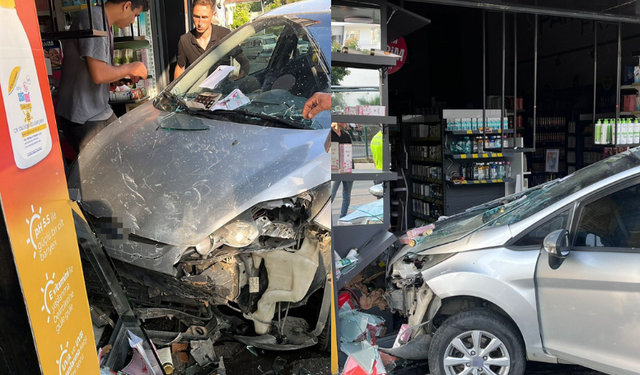 Antalya’da Korku Dolu Anlar: Otomobil Kozmetik Mağazasına Daldı