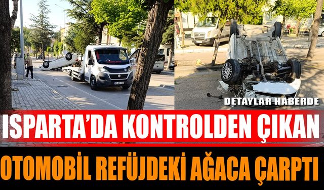 Isparta’da Kontrolden Çıkan Otomobil Refüjdeki Ağaca Çarptı: 1 Yaralı