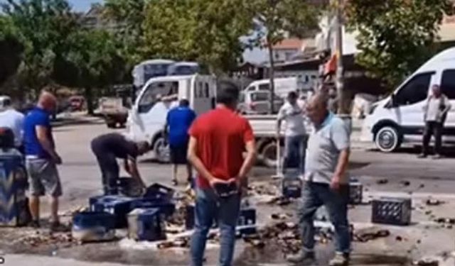 Yola Düşen İçki Şişeleri Trafiği Aksattı