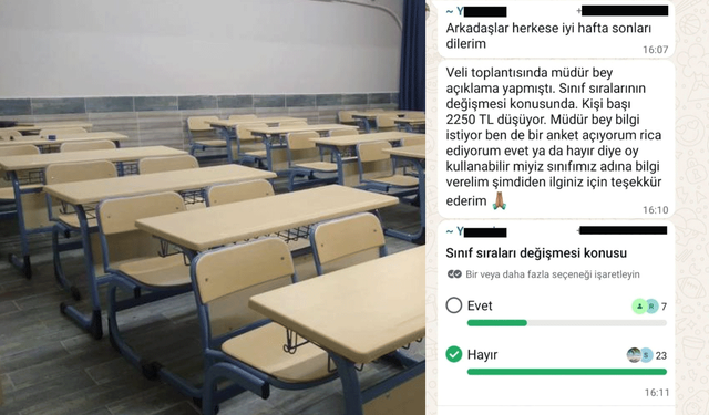 Antalya'daki bir ortaokulda, sıraların değişmesi için velilerden para istendi!