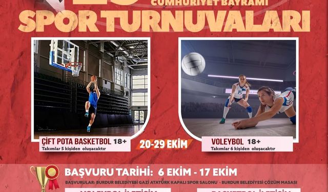 Burdur’da 29 Ekim turnuvaları başlıyor!