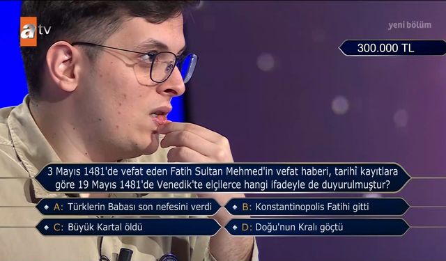 3 Mayıs 1481'de vefat eden Fatih Sultan Mehmed'in vefat haberi tarihi katıtlara göre 19 Mayıs 1481'de