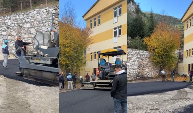 Eğirdir’de Okul Bahçeleri Sıcak Asfaltla Yenileniyor