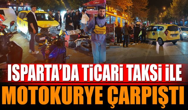Isparta'da motokurye ile ticari taksi çarpıştı