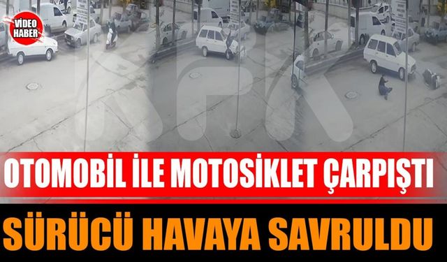 Motosiklet Sürücüsü Havaya Savruldu