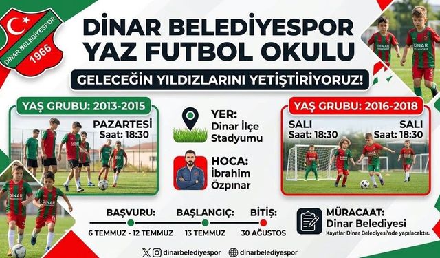 Dinar Belediyespor Yaz Futbol Okulu İçin Bugün Son Gün