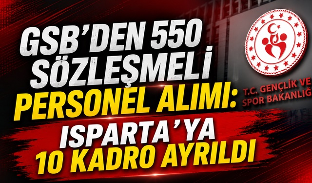 GSB'den 550 Sözleşmeli Personel Alımı: Isparta'ya 10 Kadro Ayrıldı