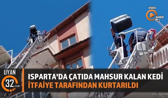 Isparta'da Çatıda Mahsur Kalan Kedi İtfaiye Tarafından Kurtarıldı