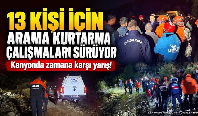 Isparta Yazılı Kanyon'da 13 Kişi İçin Arama Kurtarma Çalışmaları Sürüyor