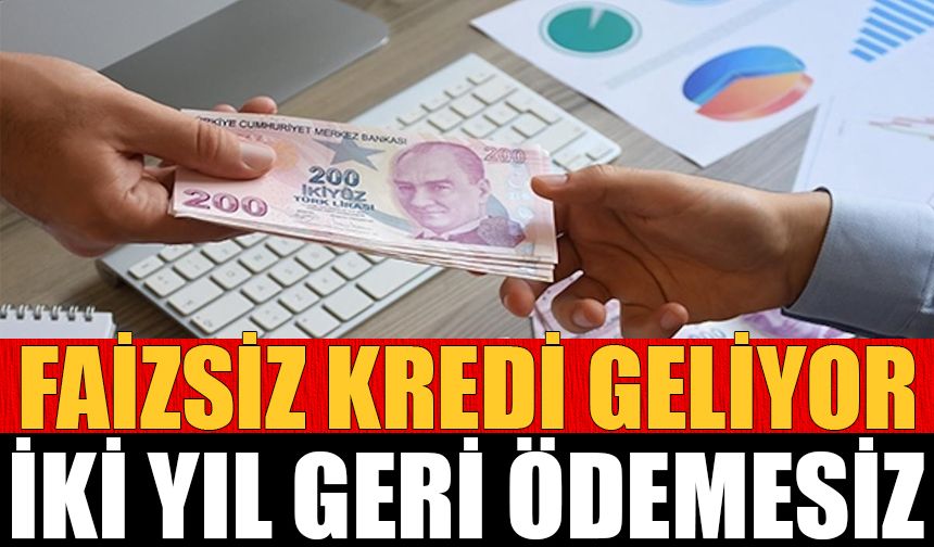 Faizsiz ve 2 yıl geri ödemesiz kredi geliyor!